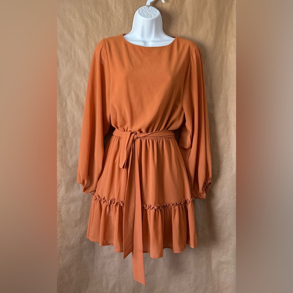 Flying Tomato tiered ruffle Mini dress small in burnt sienna
